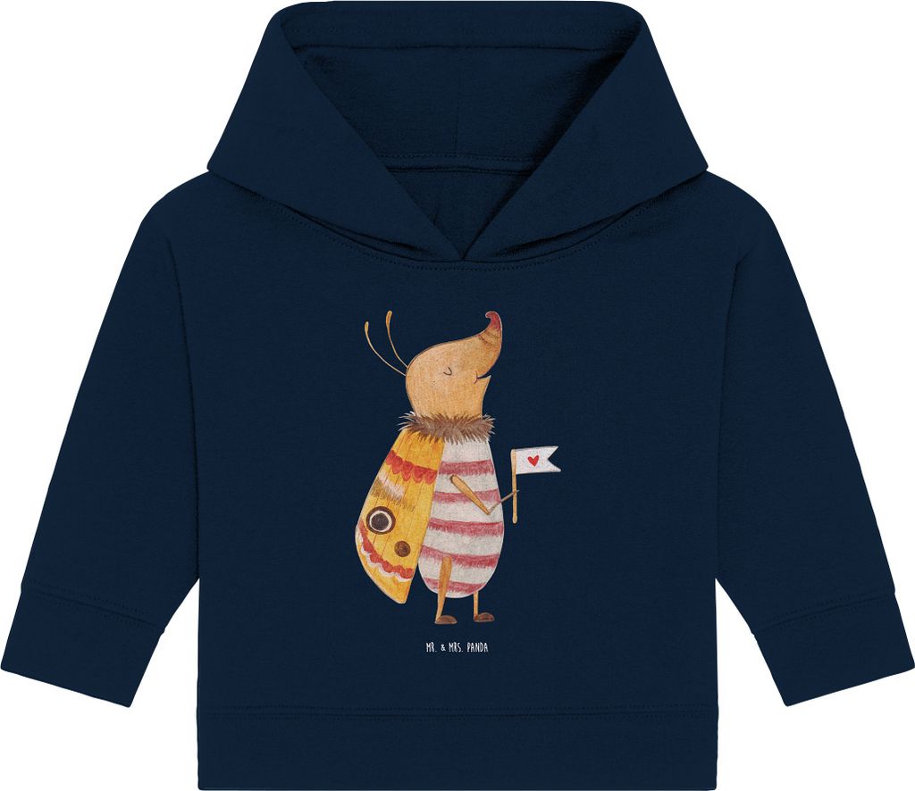 Mr. & Mrs. Panda Organic Baby Hoodie Nachtfalter Fähnchen 24. - 36. Monat - French Navy - Geschenk, Spruch Witzig, Kapuzenshirt, Süß, Lustige Sp...