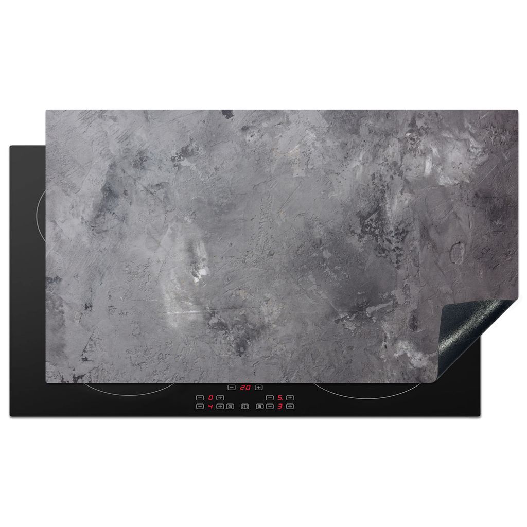 KitchenYeah Herdabdeckplatte Beton - Grau - Retro , 90x52cm, Küche Deko, Glaskeramikkochfeld Herdabdeckung, Abdeckplatte fùr Kochfeld
