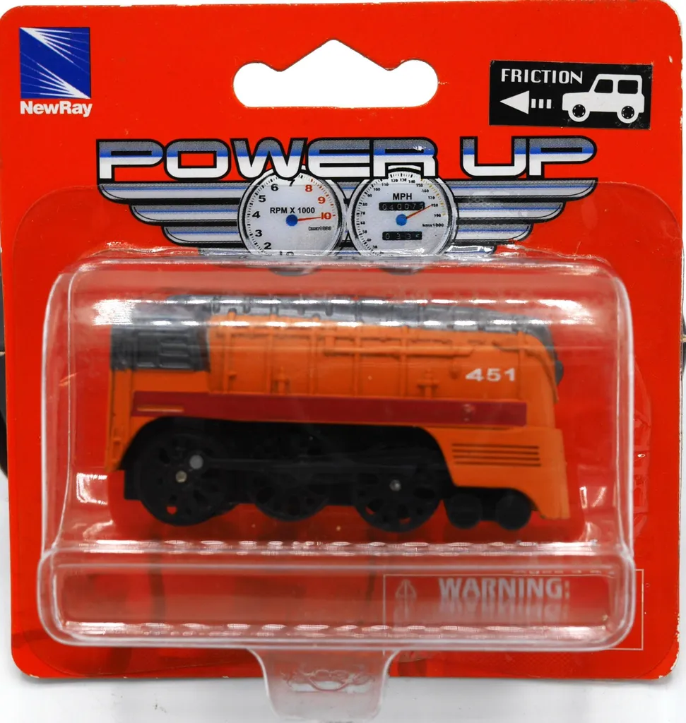 Jouet locomotive en métal Mertex orange rétro avec moteur à friction