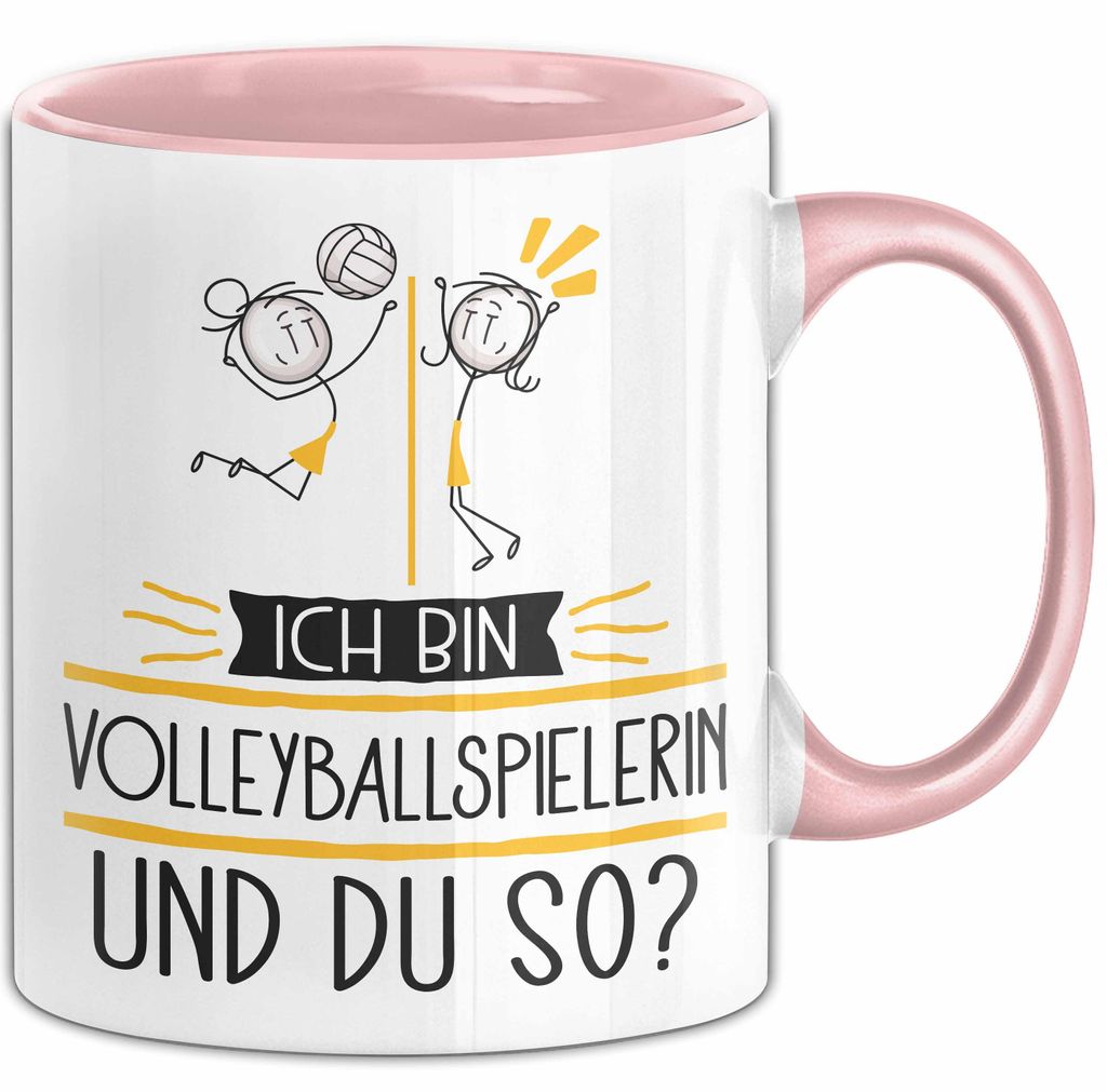 Volleyballspielerin Tasse Geschenk Ich Bin Volleyballspielerin Und Du So Geschenkidee Lustiger Spruch Becher (Rosa)