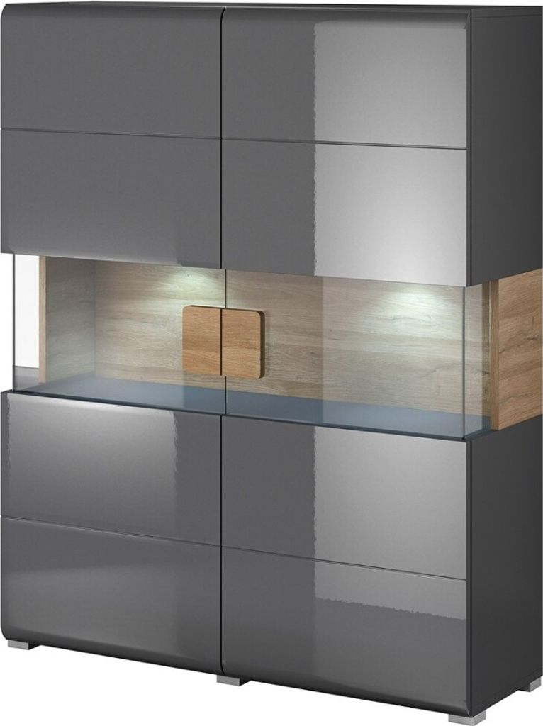 Meublorama DS-HA-TOLEDO-24JKDW42*2C/81KG, 2 Tür(en), 6 Regale, Grau, Mitteldichte Faserplatte (MDF), 2 Jahr(e), 390 mm