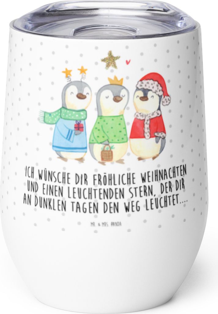 Mr. & Mrs. Panda Weinbecher Winterzeit Heilige drei Könige - Weiß - Geschenk, Winter, Weihnachtsmann, Thermo Becher, Weihnachten, thermosbecher, ...