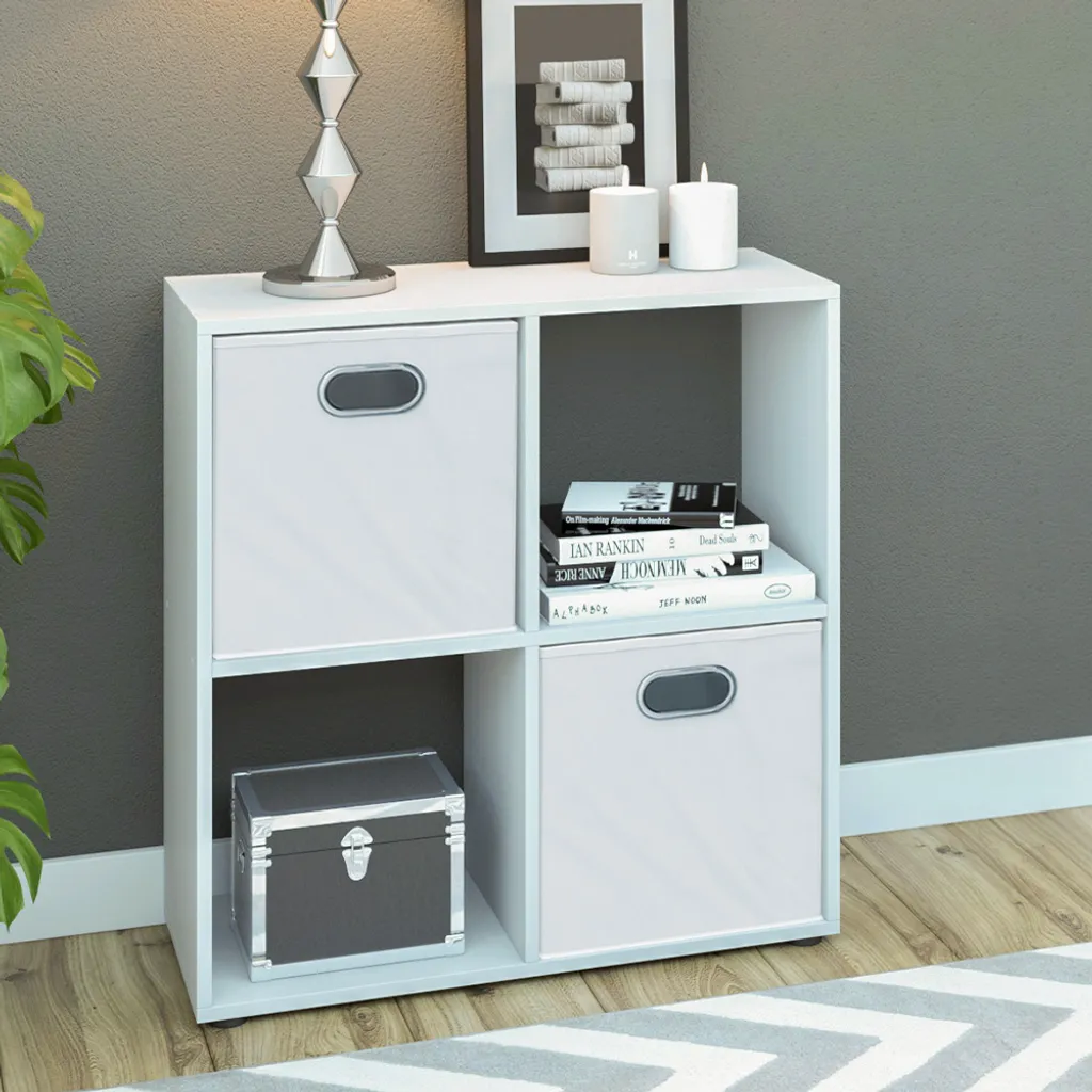 Bibliothèque cube Vicco Tetra 4 cases blanc - Rangement modulaire moderne - 5