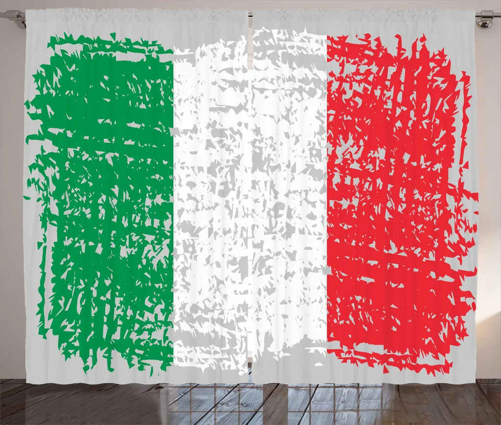 Grand Rideau Italie Rustique avec Fixations Boucles et Crochets Inclus