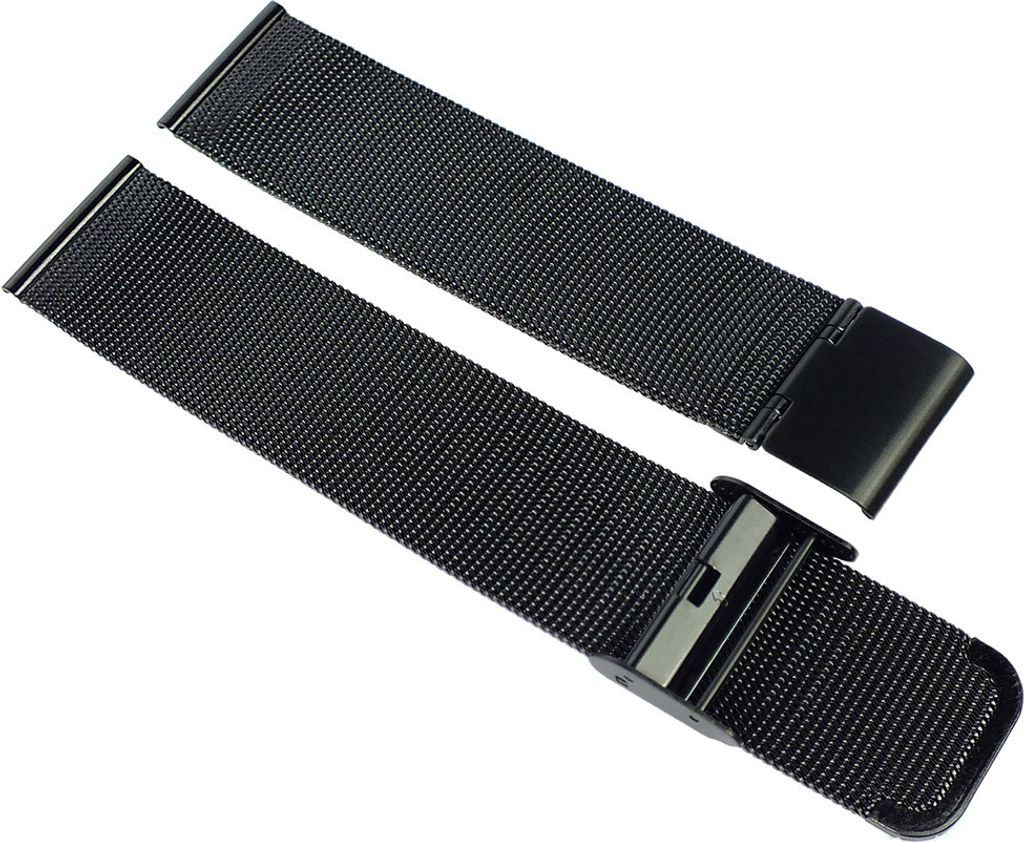 Minott > Uhrenarmband Edelstahl Milanaise schwarz Edelstahlband, Stegbreite:24mm