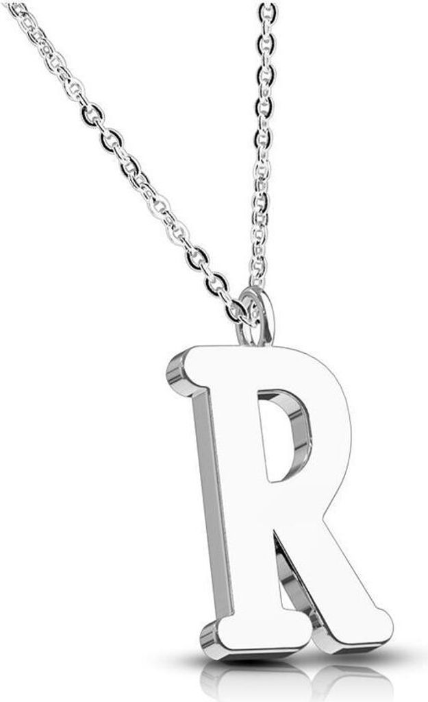 R - Kette Buchstaben Anhänger Silber aus Edelstahl Damen R