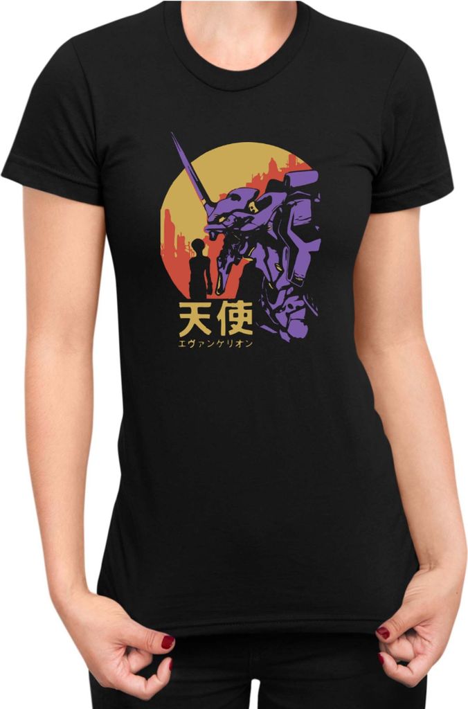 Damen T-Shirt Japan Anime Manga Neon Anime Genesis 02 Genesis Mech, Lady XL / Schwarz