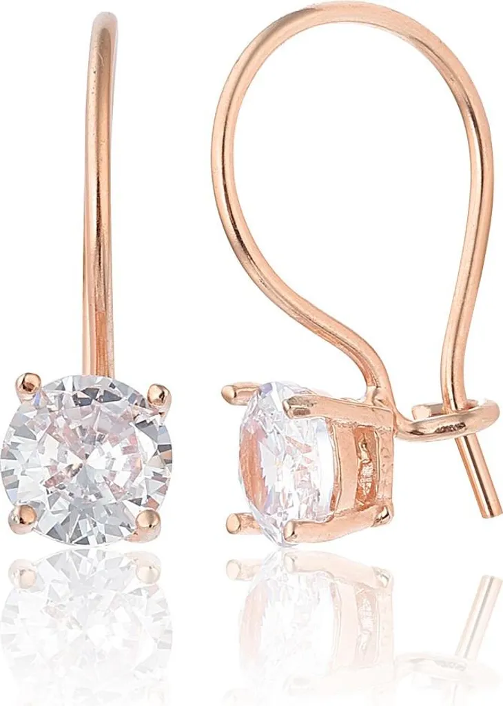 Puces d'oreilles solitaires argent 925 et pierre zircone brillante