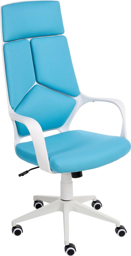 BELIANI Bürostuhl Blau und Weiß Stoffbezug Höhenverstellbar Drehbar mit Armlehnen Bremsbaren Rollen Modern Arbeitszimmer Drehstuhl Arbeitsstuhl