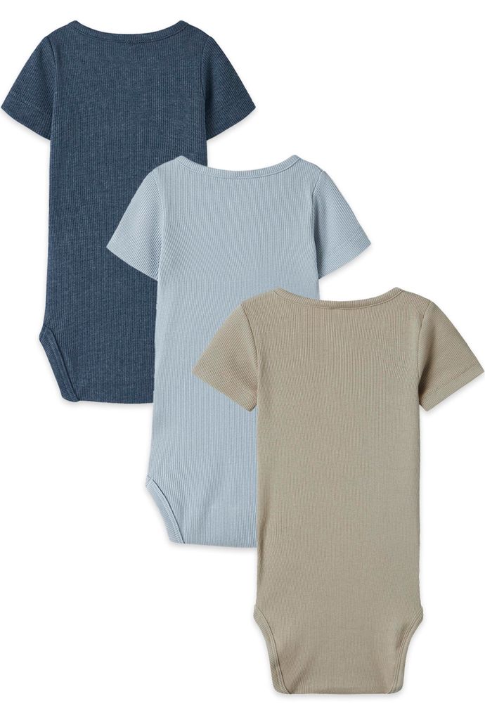 NAME IT Body Henley Ausschnitt 3er Set Druckknopf Kurzarm Weich Größe: 80