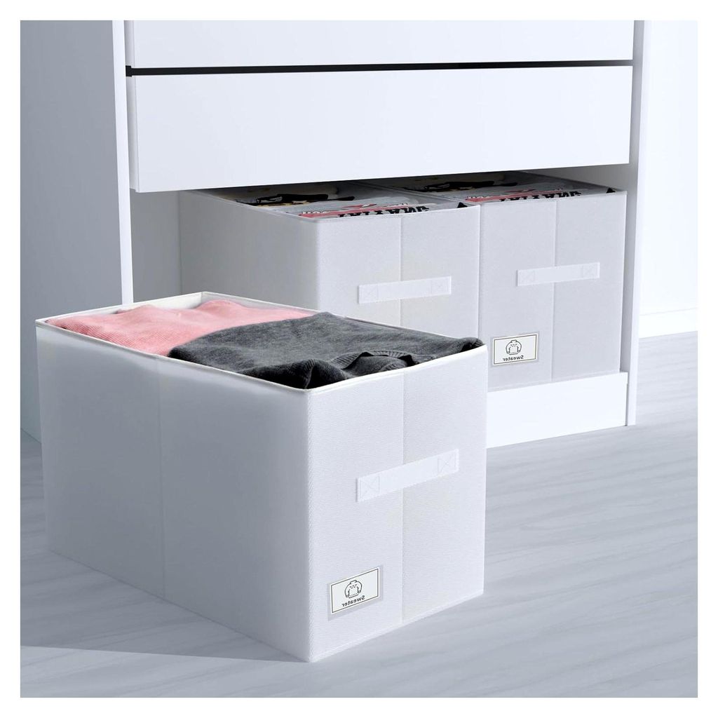 3er Set Aufbewahrungsboxen für Kleiderschränke, geeignet für PAX 100x58 cm – Faltbare Stoffboxen mit Sichtfenster – Weiß – 55×31×33 cm