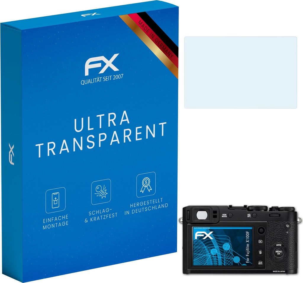 atFoliX FX-Clear 3x Schutzfolie kompatibel mit Fujifilm X100F Displayschutzfolie