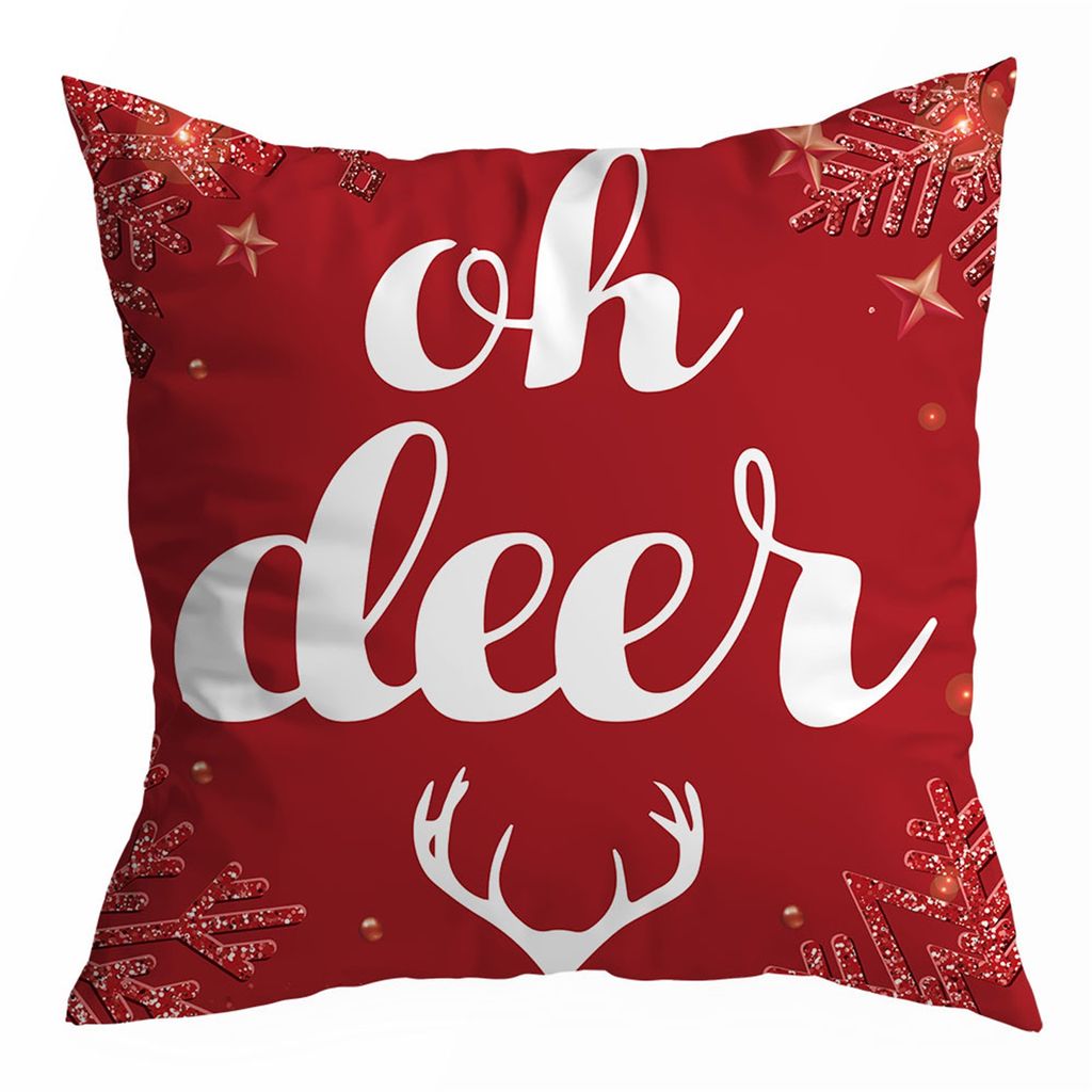 Weihnachten Kissenbezug weiches Weihnachtsthema Waschbar verstecktes Reißverschluss rote Buchstabe Druckwurf Kissen Cover Home Decor für Geschenke-N