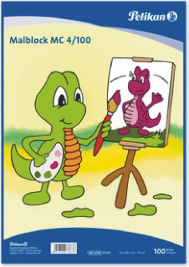 A cartoon dinosaur painting a picture of another dinosaur on an easel.
