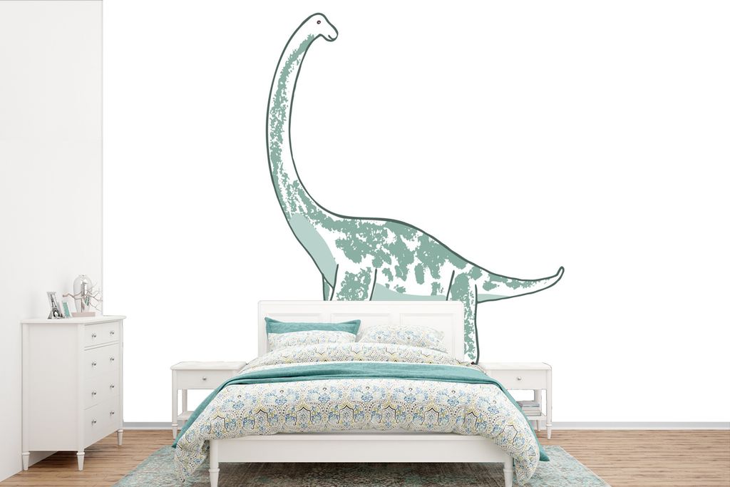 MuchoWow Fototapete für Wohnzimmer oder Schlafzimmer Wandtapete Vinyl Motivtapete Kinderzimmer - Dinosaurier - Brachiosaurus - Jungen - Mädchen...