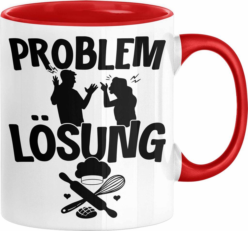 Backen Tasse Geschenk für Bäcker Männer Geschenkidee Problem und Lösung Backen Kochen (Rot)