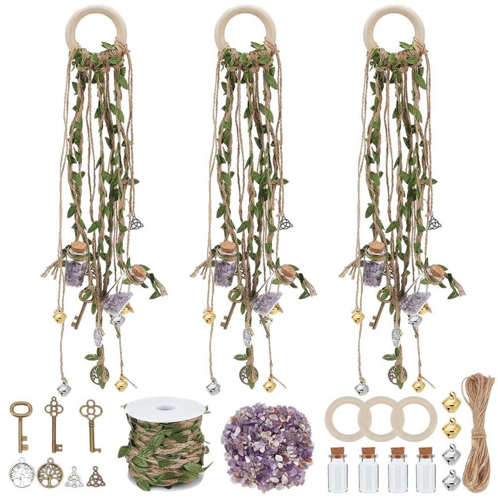 Set mit 3 Hexenglocken zum Schutz der Tür, Windspiel mit Glöckchen, Hexenaccessoires, Boho-Windspiel für den Garten, Segenglocke für die Veranda