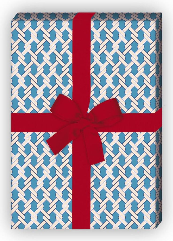 Elegantes Geschenkpapier mit Knoten Muster, blau - G8259, 32 x 48cm