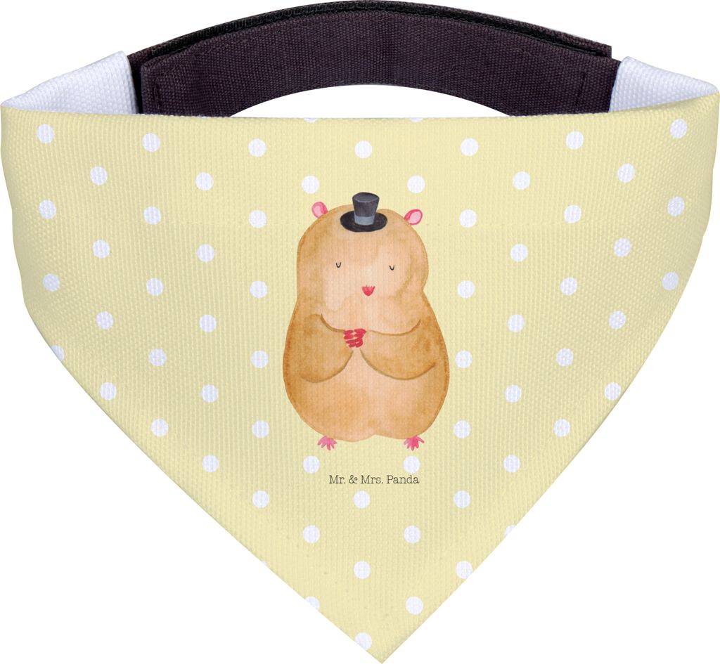 Mr. & Mrs. Panda Hund Halstuch Hamster Hut - Gelb Pastell - Geschenk, Magier, Hunde-Halstuch, Zwerghamster, Hundehalstuch, Tuch für Hunde, Lustige...