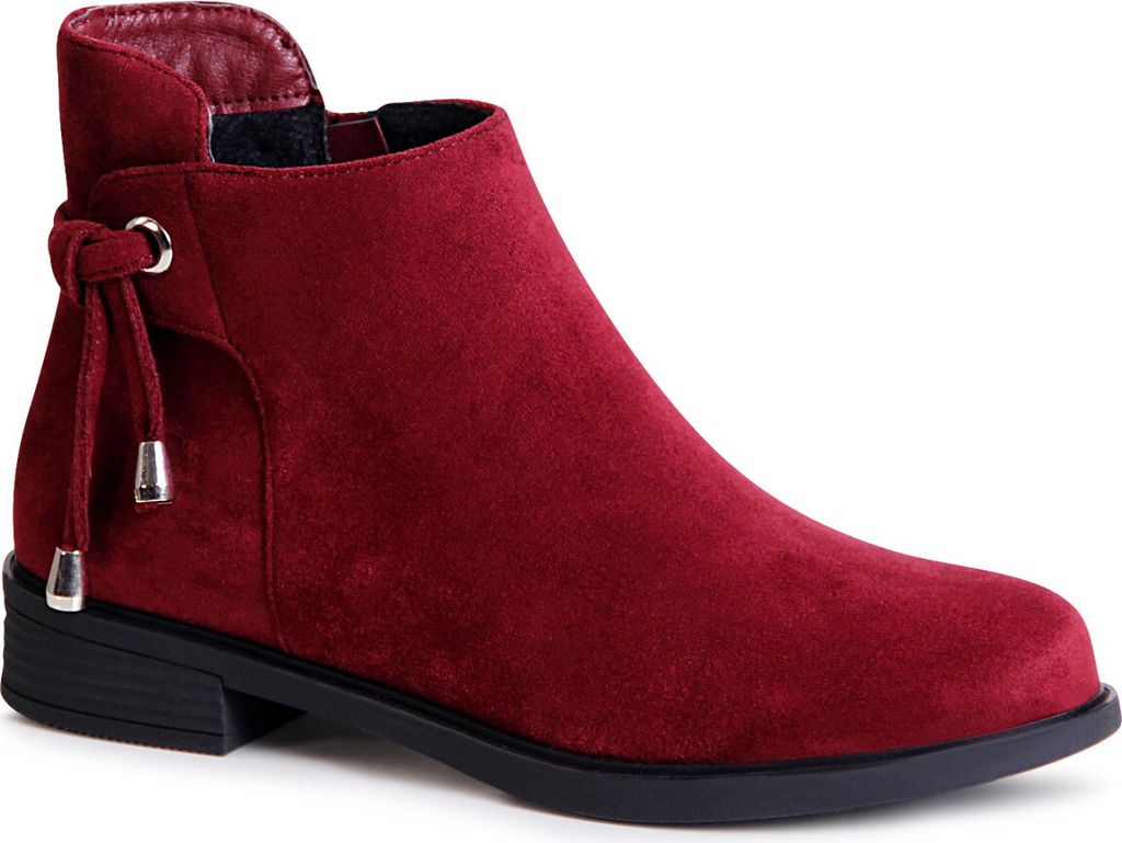topschuhe24 1906 Damen Velours Stiefeletten Halbschuhe, Farbe:Rot, Größe:36 EU