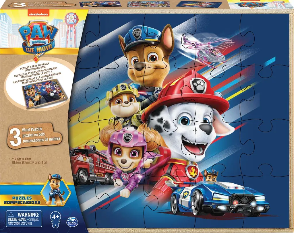 Puzzle Paw Patrol Movie bois (3 pièces) - Spin Master - Coffret Puzzle
