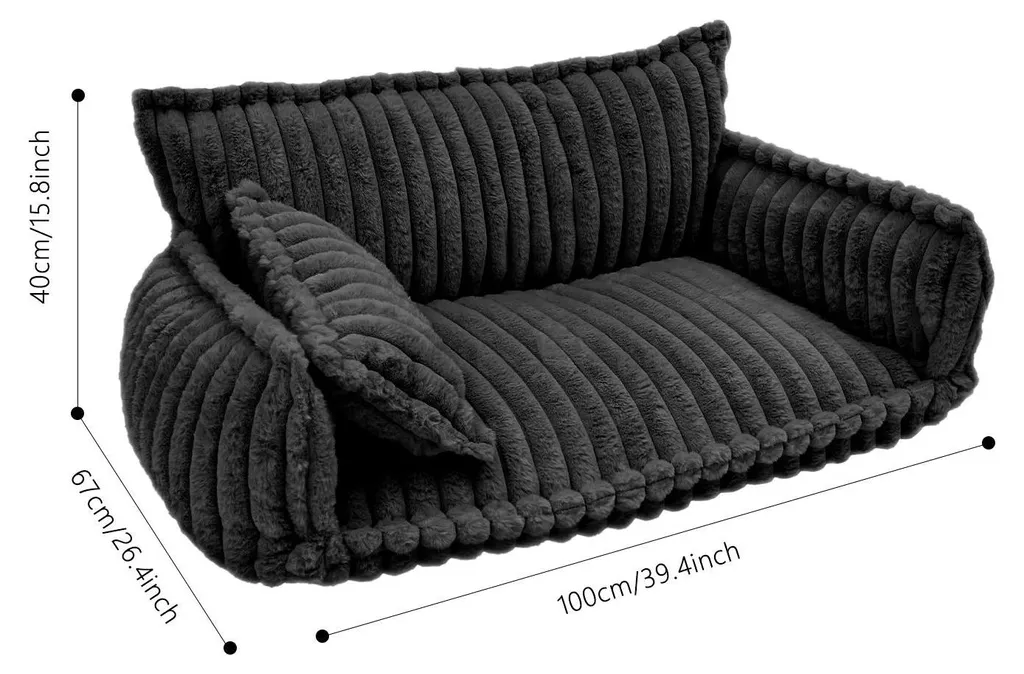 Lit pour chat format canapé XXL noir - Divan douillet déhoussable 100cm