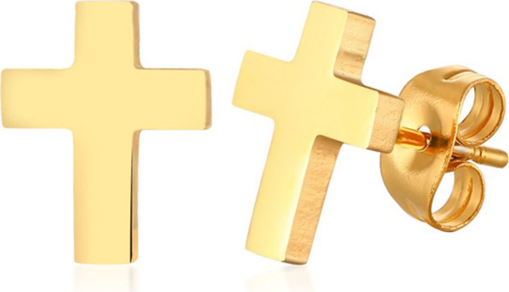 Ohrstecker Kreuz Männer: Ohrringe Edelstahl in Silber, Schwarz oder Gold Gold