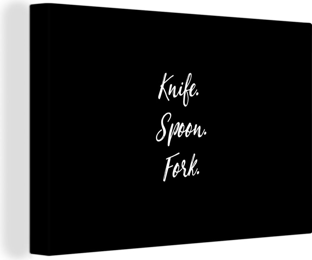 OneMillionCanvasses - Leinwandbilder - 150x100 cm, Messer. Löffel. Gabeln. - Sprichwörter - Zitate - Besteck, Wandbilder Kunstdruck Wanddekorat...