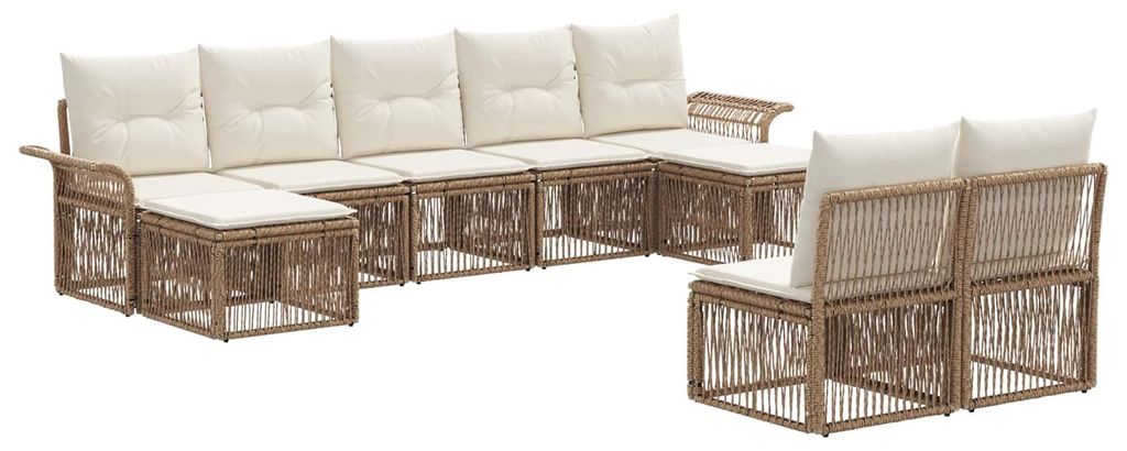 vidaXL Gartensofa-set 9 pcs Beige Poly-Rattan