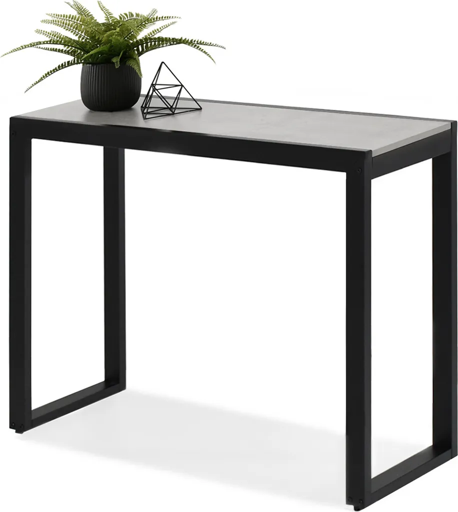 Console design KRUM avec plateau effet béton et pieds en métal noir mat
