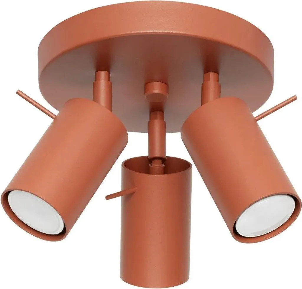 Plafoniera Design RING 3P Rosso Ocra 3 Faretti Orientabili Sollux