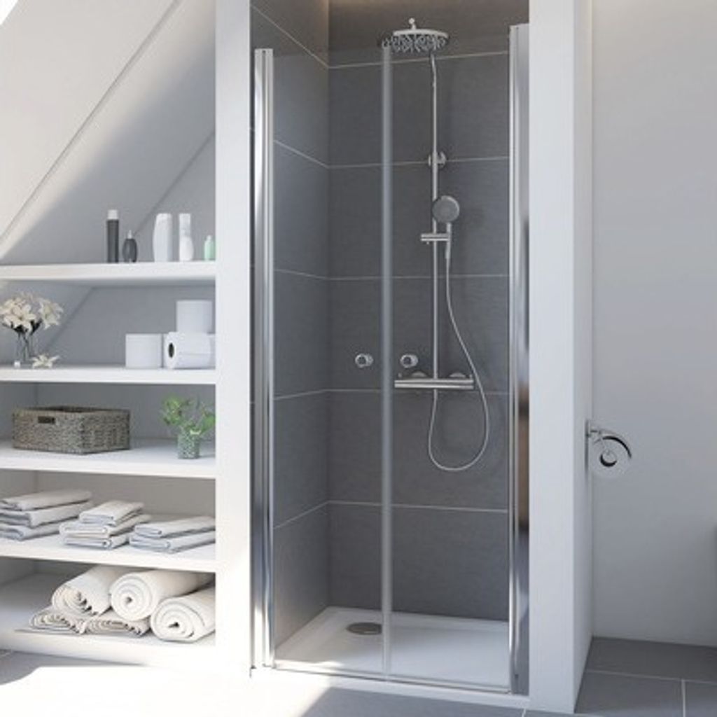 Pendeltür für Nische Breuer Elana 6 90 cm Klarglas Profilfarbe chrom