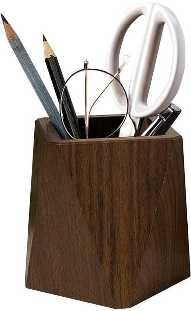 Walnotenbürohalter mit rautenförmigem Kugelschreiberhalter, vintage Bürohalter, Holzbüro, multifunktioneller Büroorganisator für Büroartikel...