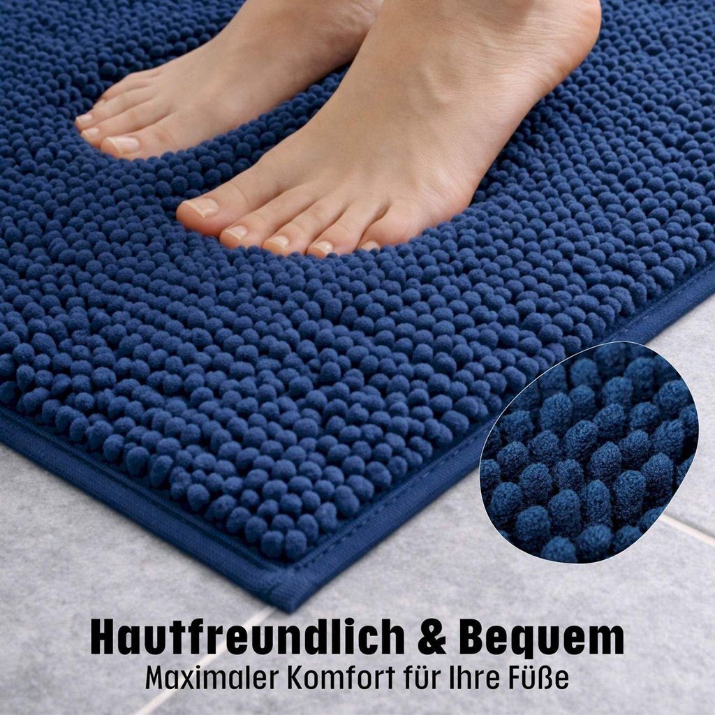 WohnDirect Badematte PARIS Dunkelblau 50 x 80 cm Badematten