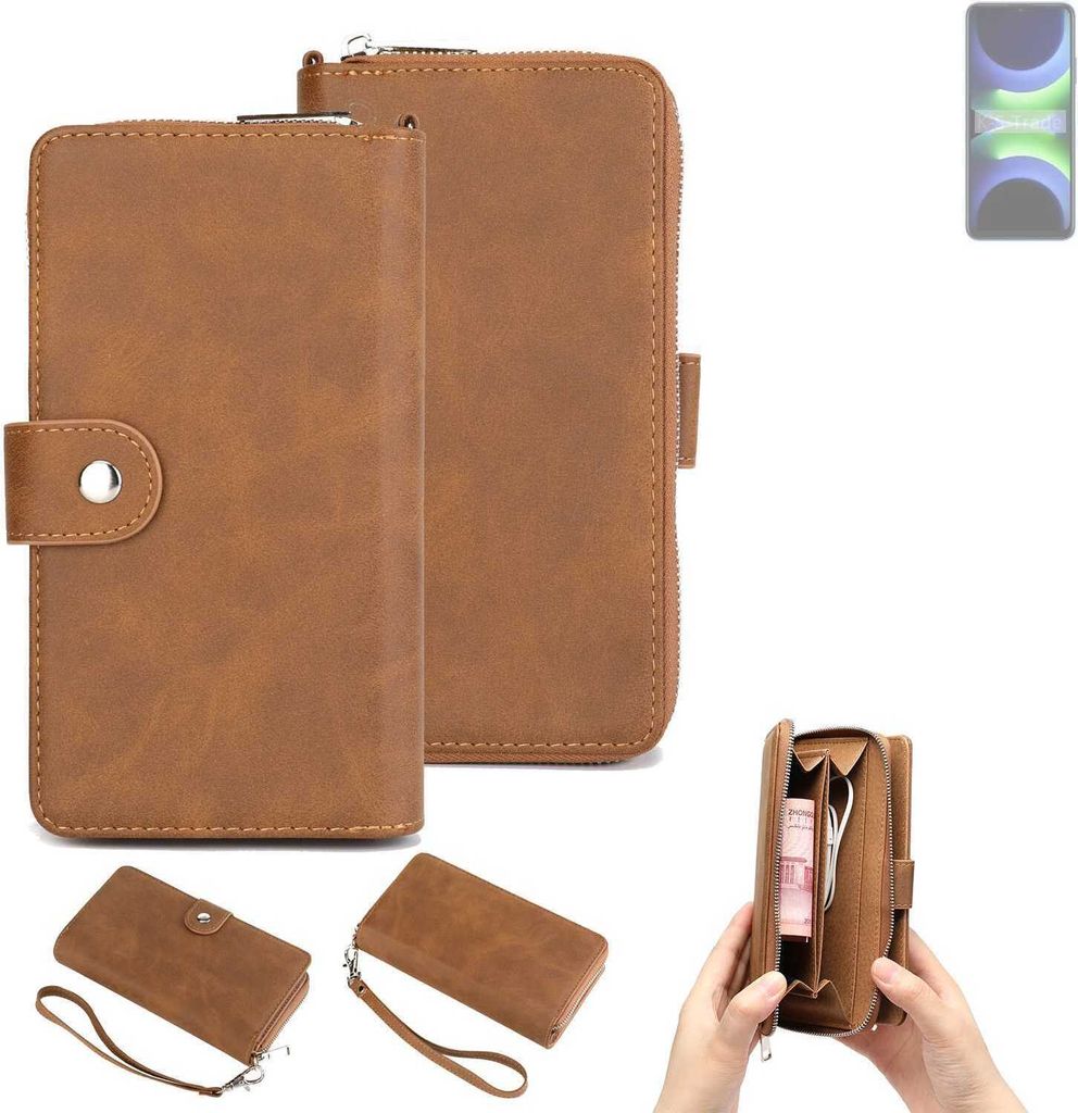 K-S-Trade Handyhülle Schutzhülle kompatibel mit Huawei Enjoy 70z & Portemonnee Tasche Handytasche Case Etui Geldbörse Wallet braun (1x)
