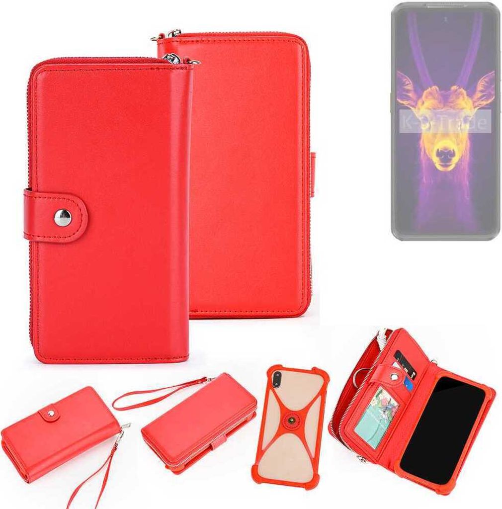 K-S-Trade 2in1 Schutzhülle Portemonnee Handyhülle mit Bumper kompatibel mit Ulefone Armor 25T Pro 5G Hülle Case Etui Geldbörse Smartphone rot (1x)