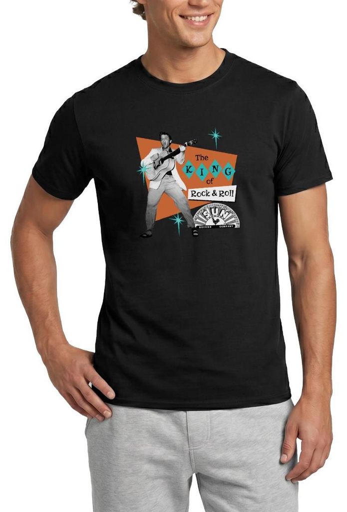 Spreadshirt Elvis Presley The King Of Rock & Roll Männer T-Shirt, M, Schwarz