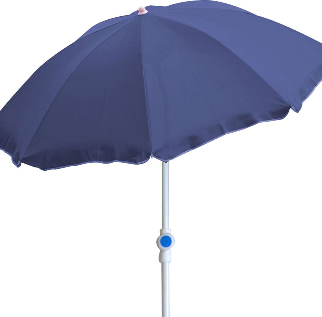 Sonnenschirm rund Ø2m blau Polyester knickbar UV Schutz Produktbild 