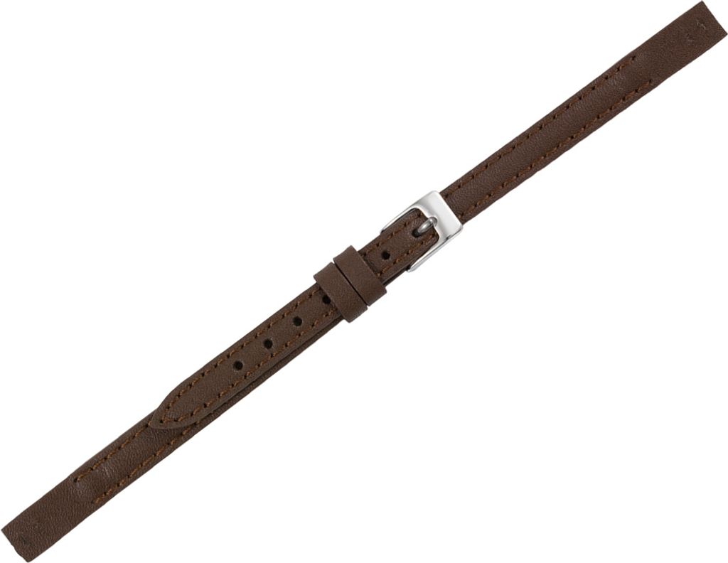 Minott Uhrenarmband XL Kalbsleder braun Ton in Ton Naht Splint Anstoß, Stegbreite:8mm, Schließe:Silbern