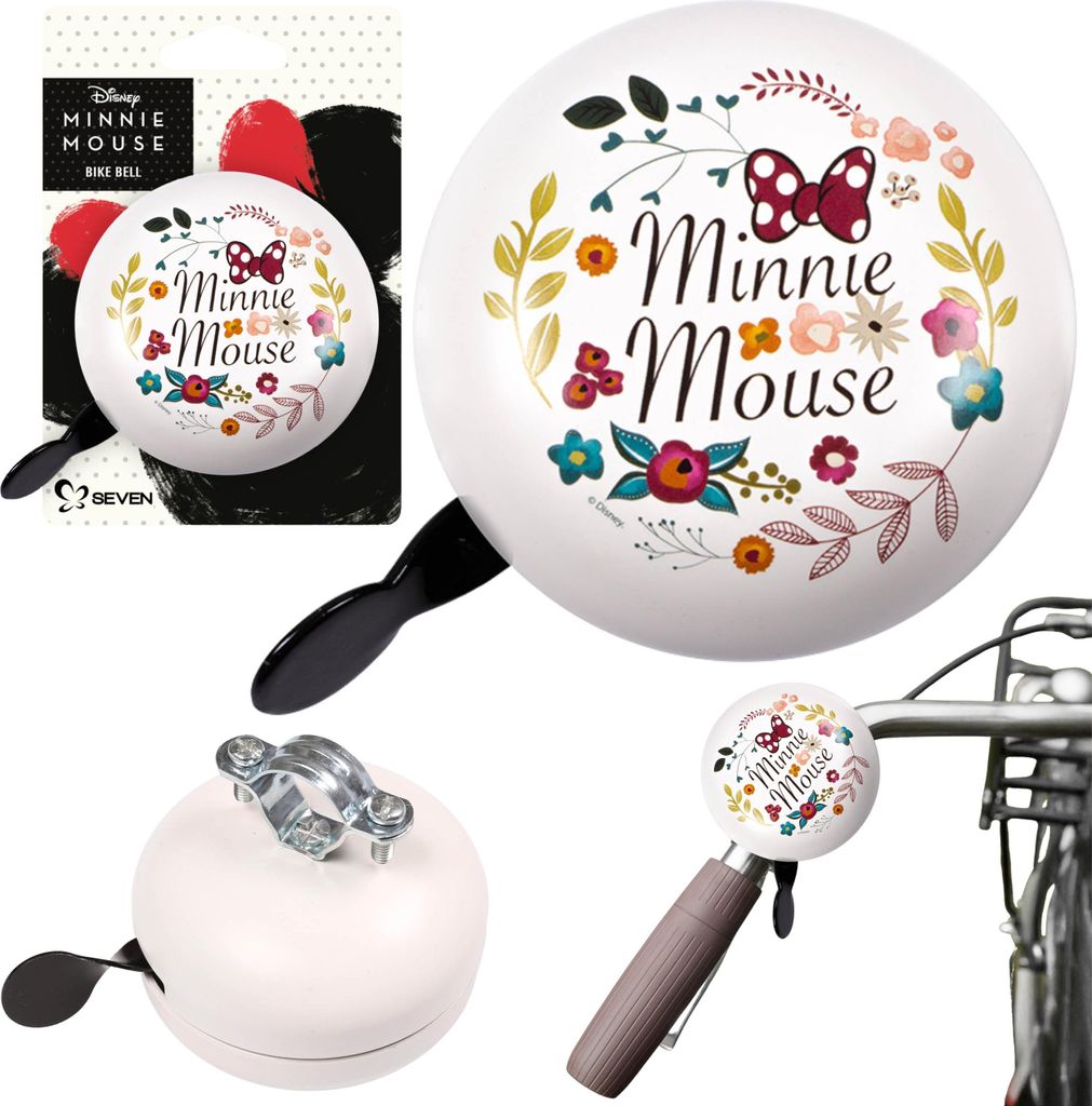 DISNEY Minnie Mouse Weiße Metall-Fahrradklingel für den Lenker – Retro XL