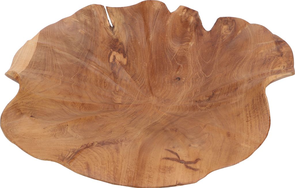 Holzschale Blatt, Geschnitzte Obstschale, Holzteller - Blatt 35 cm, Braun, Schalen, Schüsseln