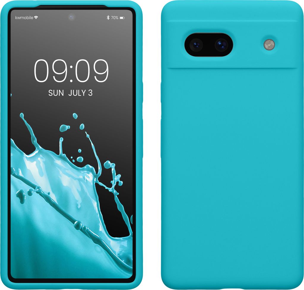 kwmobile Handyhülle für Google Pixel 7a Hülle, für Pixel 7a Case - Hülle Silikon - kabelloses Laden - Cool Glacier