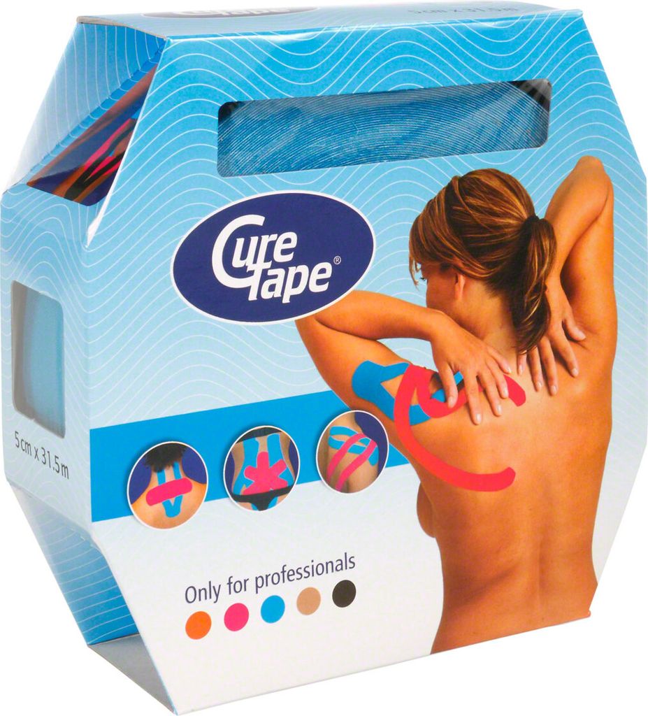 Cure Tape, Kinesiologie Tape, Sporttape, wasserfest, 31,5 m x 5 cm, blau