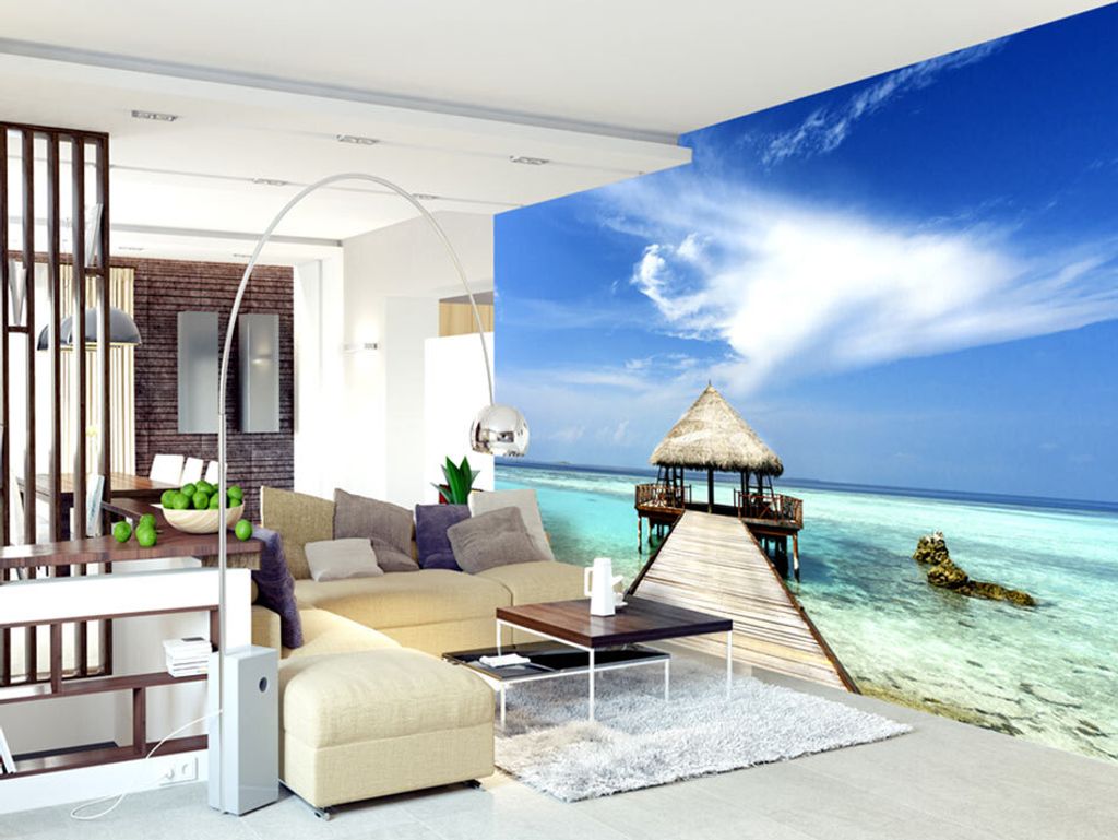 Vlies Fototapete Landschaft 350x256 cm Tapeten Wandtapete XXL Hawaii Meer Natur c-A-0067-a-a