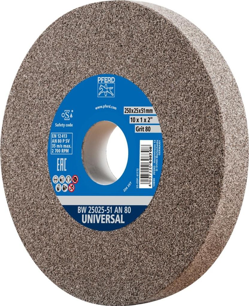 PFERD TOOLS Schleifbockscheibe Ø 250x25mm Bohrung-Ø 51mm A80 für universelle Schleifaufgaben
