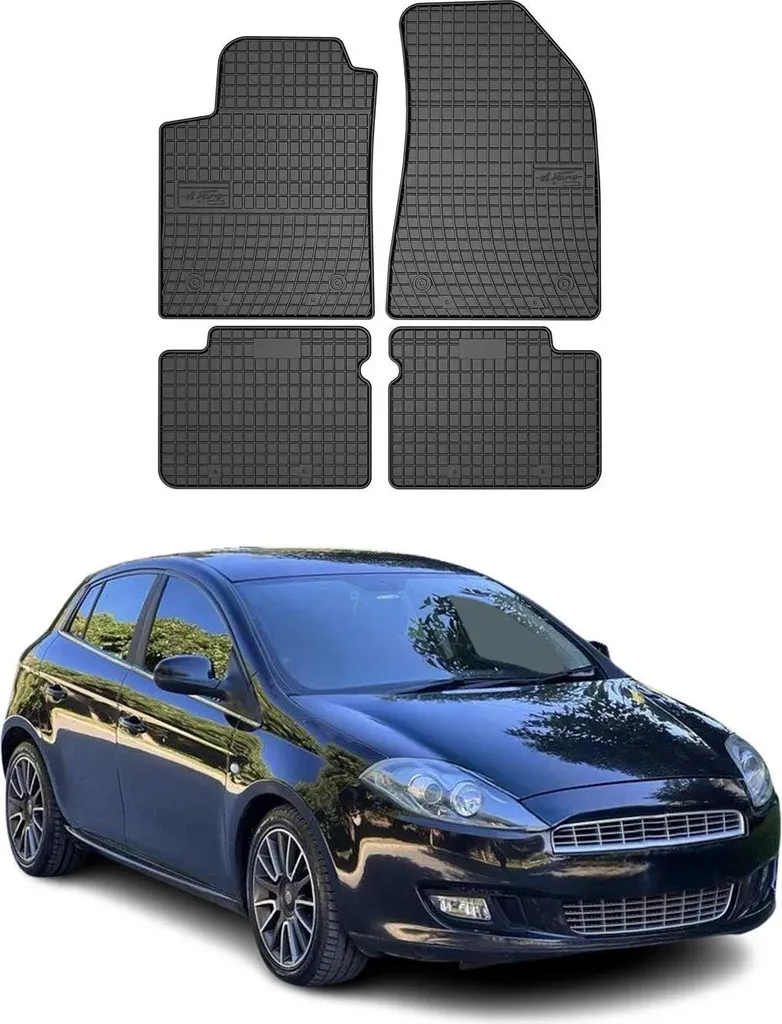 Kit 4 Tappetini Gomma Fiat Bravo 2007-2014 Neri | Misura Perfetta