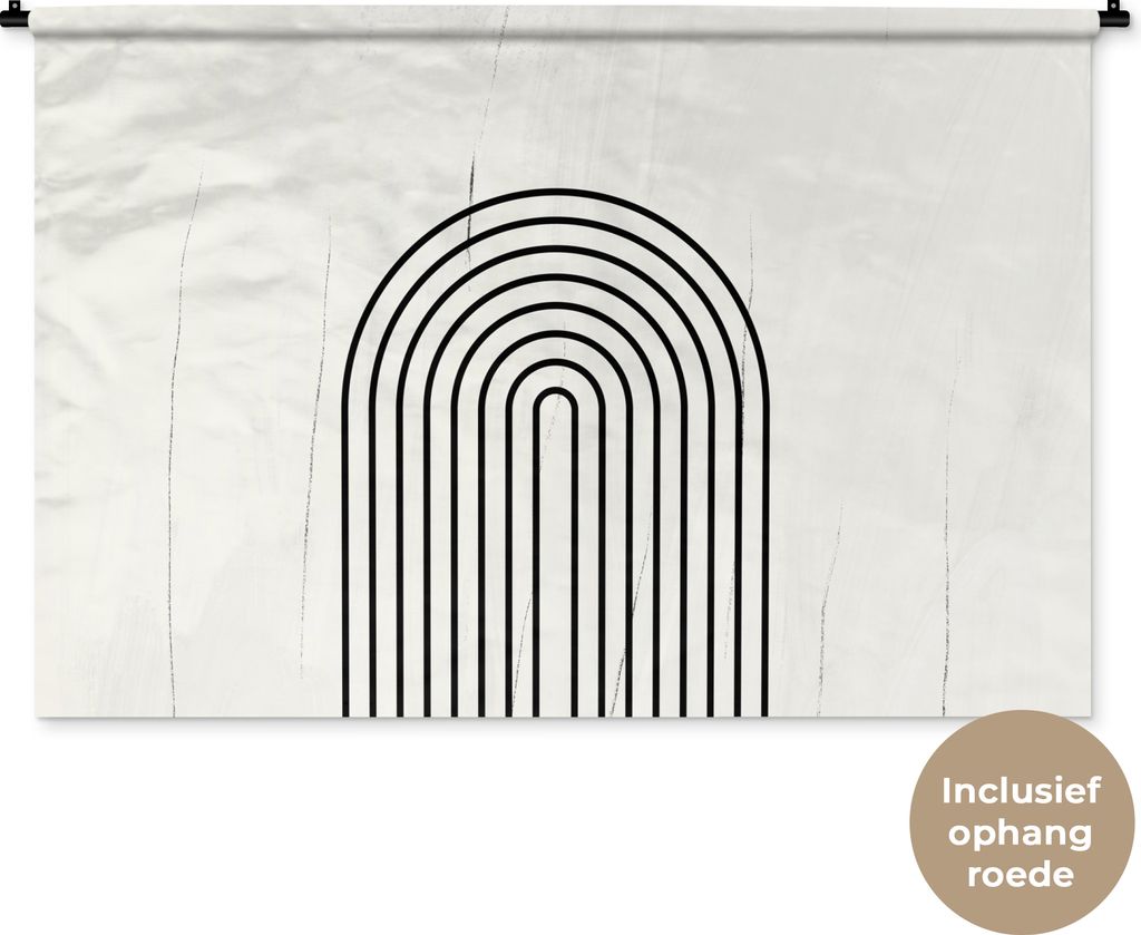 MuchoWow Wandteppich Wandbehang Kunst - Design - Schwarz - Weiß 150x100 cm Tapisserie Dekoration Wandtuch - Waschbar - Tapisserien - Wand-Decke