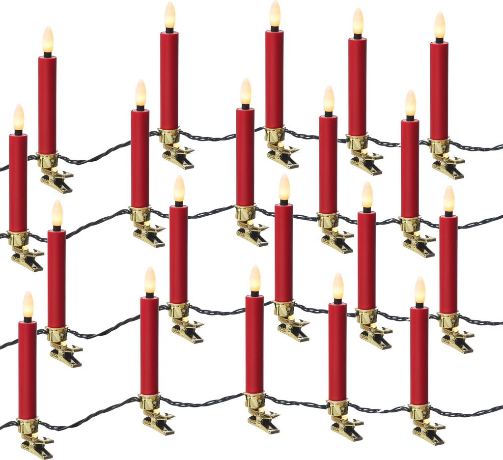 LED Kerzenlichterkette - 20 Christbaumkerzen - Weihnachtsbaumlichterkette - L: 9,5m - Innen/Außen