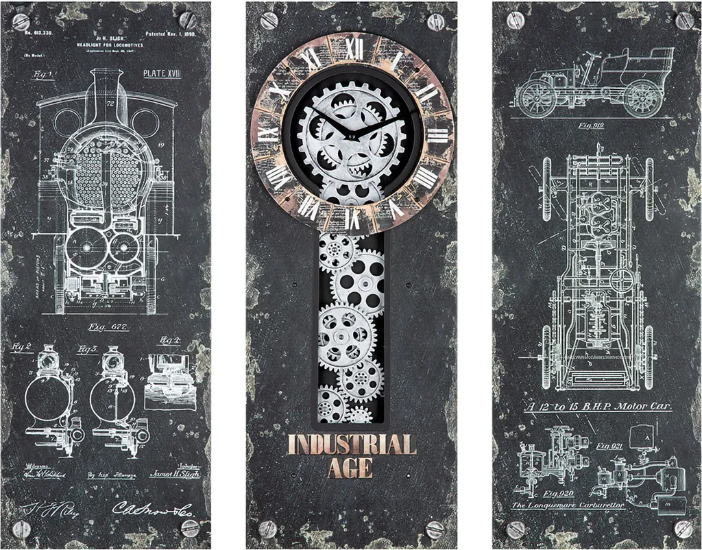 Horloge Murale Design Industriel Noir 69cm - Décoration Murale Métal