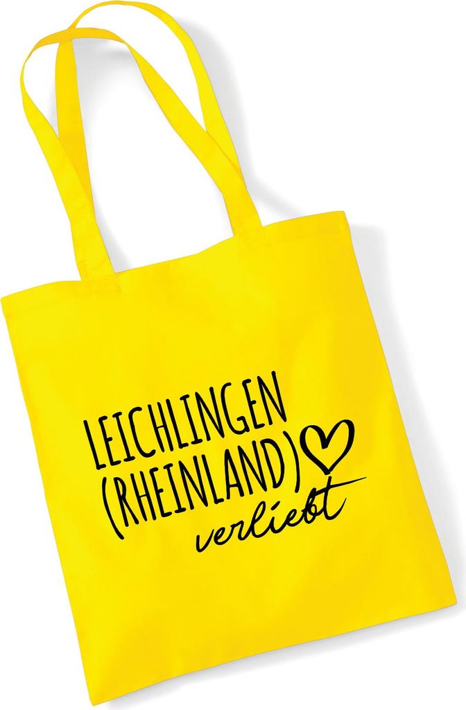 Huuraa Jutebeutel Leichlingen Rheinland verliebt 10 Liter Yellow Baumwolle Tasche Geschenkidee